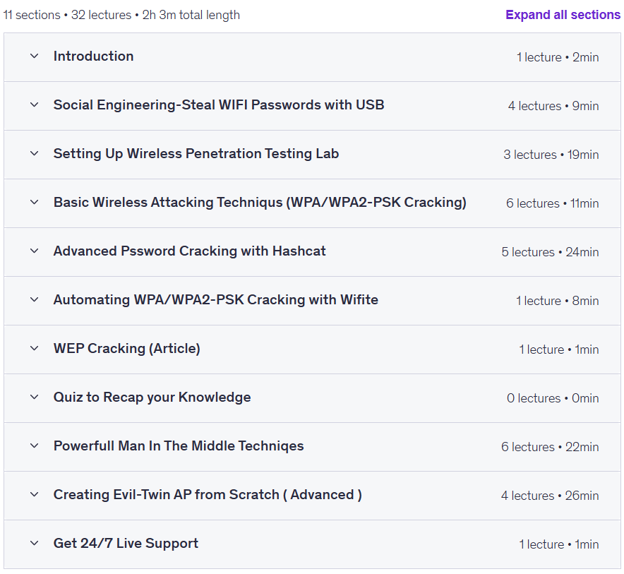Sujets du cours · Cours complet de hacking WIFI avec des techniques MITM puissantes 2023-3