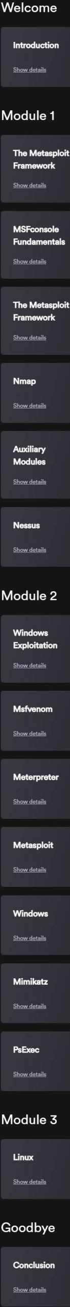 Course topics · INE — The Metasploit Framework Bootcamp 2023-7