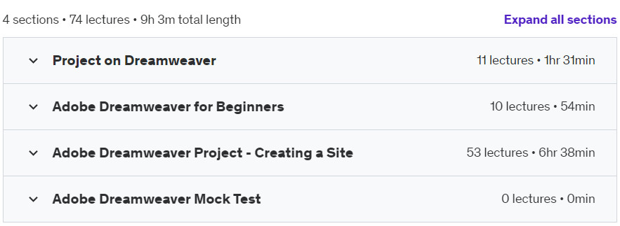 Course topics · Adobe Dreamweaver Mastery: Basics to Advanced Site Creation 2024-9