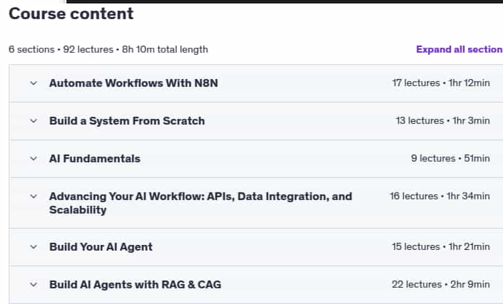 Course topics · AI Agents & AI Automation — The Practical Agentic AI Guide 2025-8