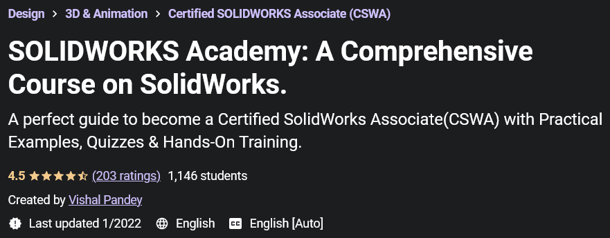 Pictures · Udemy — SOLIDWORKS Academy: A Comprehensive Course on SolidWorks. 2022-1