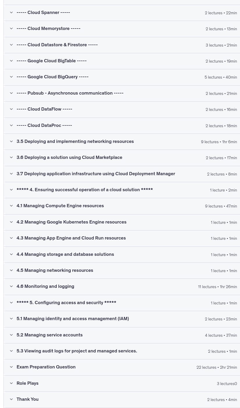 कोर्स के विषय · GCP एसोसिएट क्लाउड इंजीनियर प्रमाणन: Google Cloud 2026-7