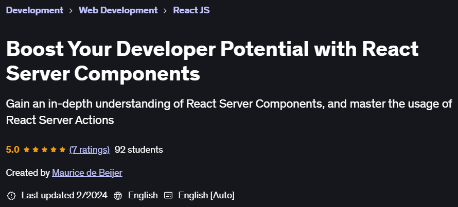 Pictures · Boost Your Developer Potential with React Server Components 2023-12