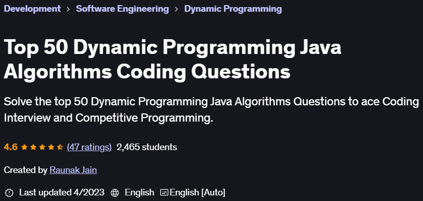 Pictures · Udemy — Top 50 Dynamic Programming Java Algorithms Coding Questions 2023-4