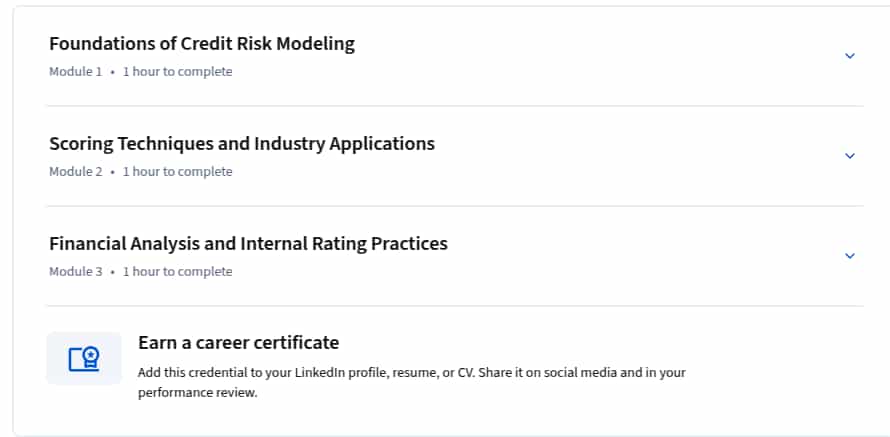 Course topics · Coursera — Credit Risk Modeling 2025-9