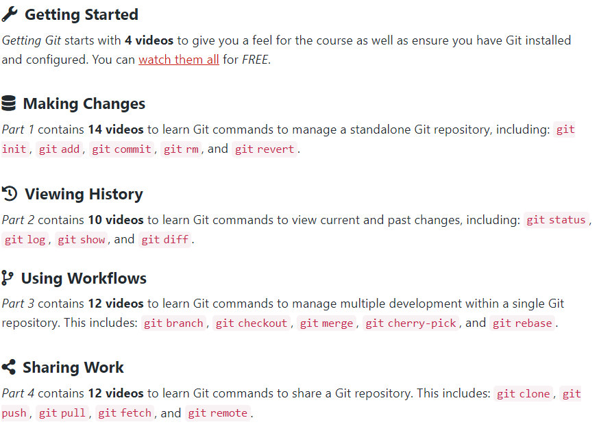Course topics · GettingGit – A comprehensive video course from git init to Git Master. 2023-7