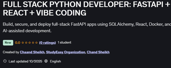 이미지 · 전체 스테이크 PYTHON 개발자 : FastAPI + REACT + VIBE 코딩 2025-10