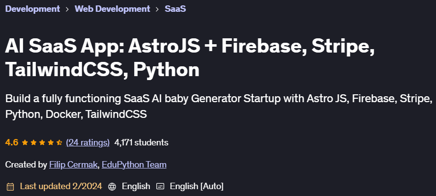 Pictures · Udemy — AI SaaS App: AstroJS + Firebase, Stripe, TailwindCSS, Python 2024-1
