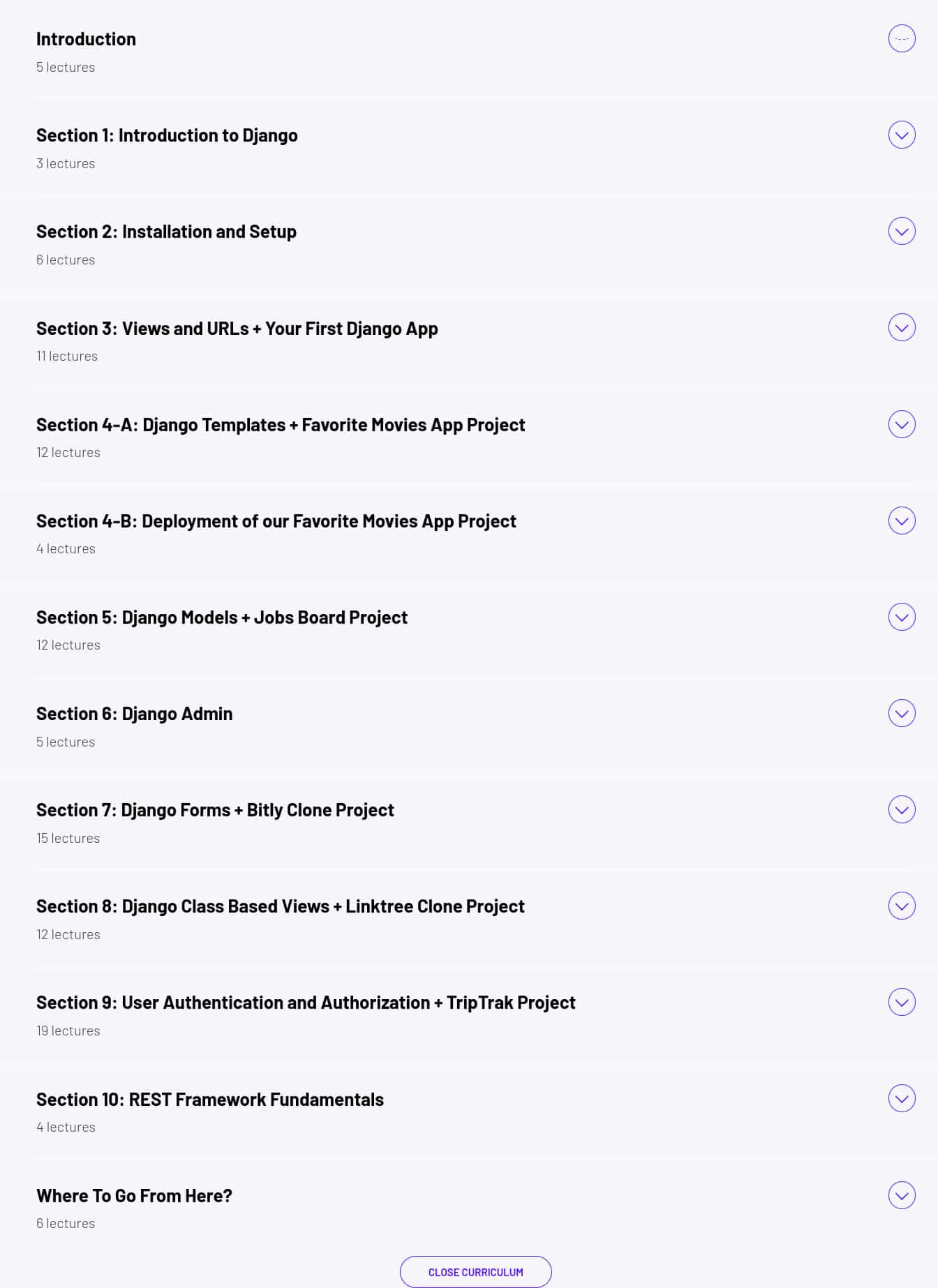 Course topics · ZeroToMastery — Django Bootcamp: Zero to Mastery 2025-4