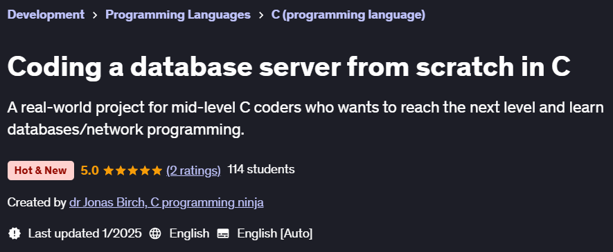 Pictures · Udemy — Coding a database server from scratch in C 2025-1