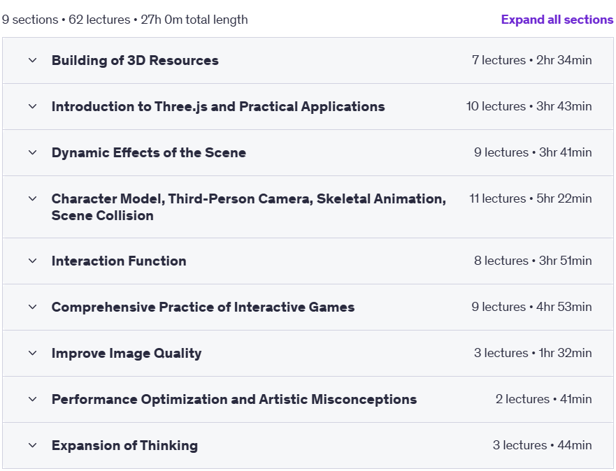 Course topics · Three.js From Basic to Advanced: Combining Technology & Art 2025-3
