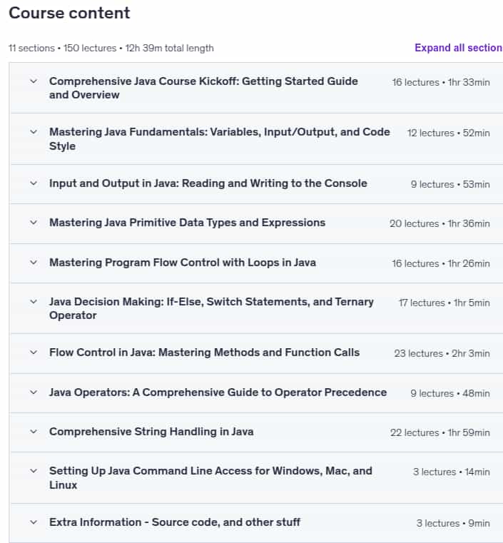 Course topics · Learn Java Programming Crash Course 2025-4
