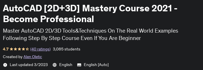 Pictures · Udemy — AutoCAD [2D+3D] Mastery Course 2021 – Become Professional 2022-7
