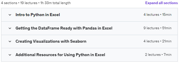 Course topics · Python in Excel – Total Data Analysis 2023-10