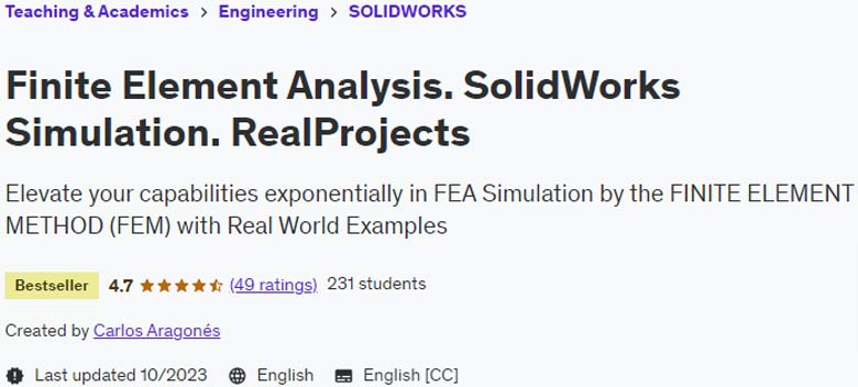 Pictures · Finite Element Analysis. SolidWorks Simulation. RealProjects 2023-10
