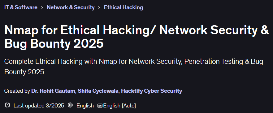 Imágenes · Nmap para Ethical Hacking/ Network Security & Bug Bounty 2025 2025-1