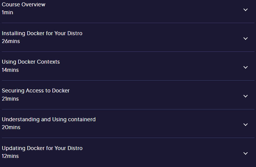 Course topics · Pluralsight — Managing Docker on Linux Servers 2024-3