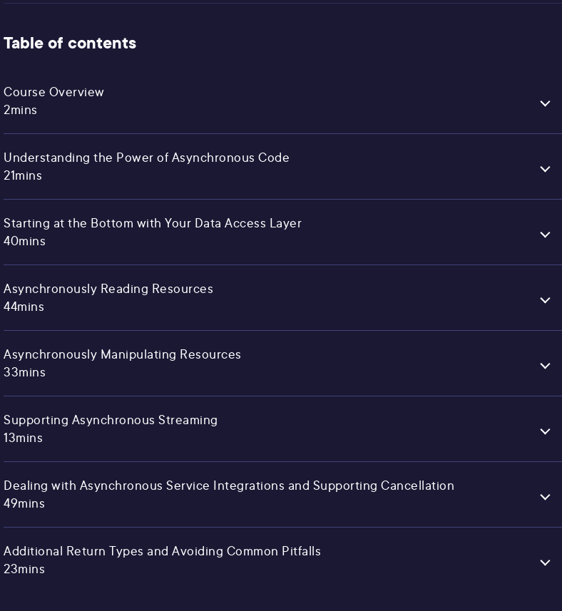 Course topics · Pluralsight — Developing an Asynchronous ASP.NET Core 6 Web API 2023-1