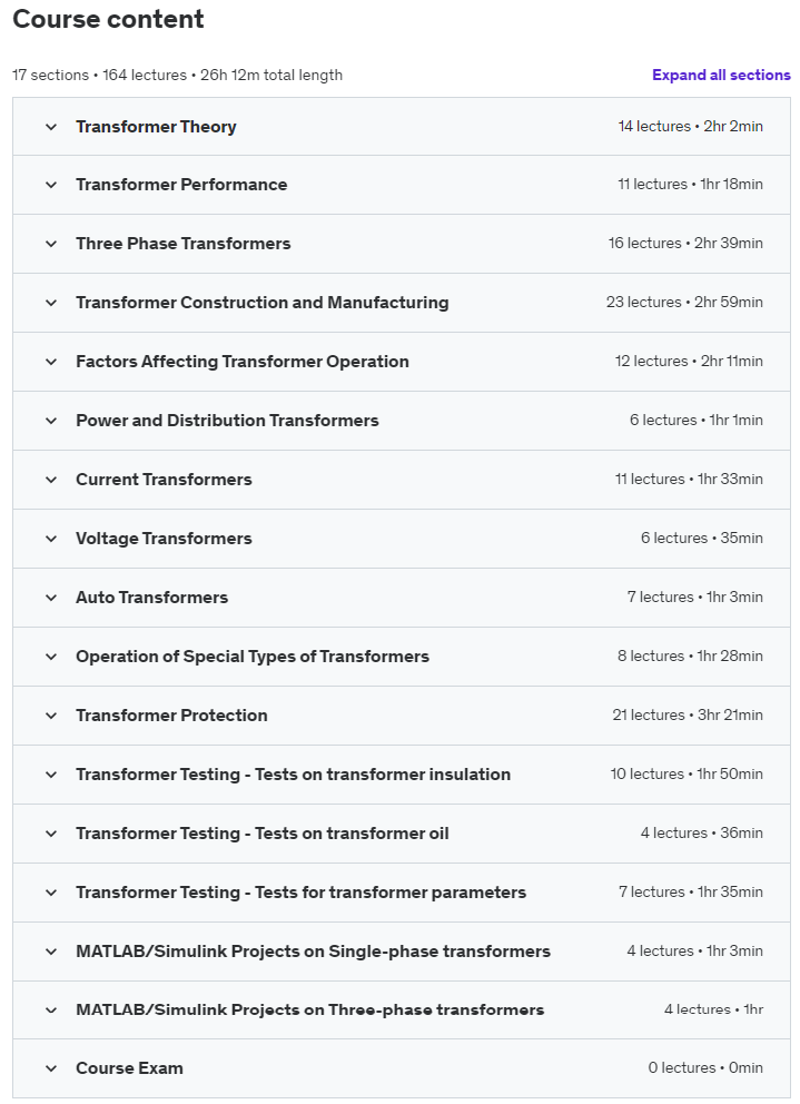 Course topics · Ultimate Electrical Transformers for Power Engineering 2023-9