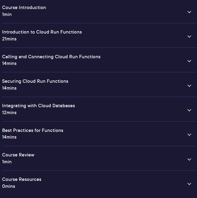 Course topics · Developing Applications with Cloud Run Functions on Google Cloud 2024-11