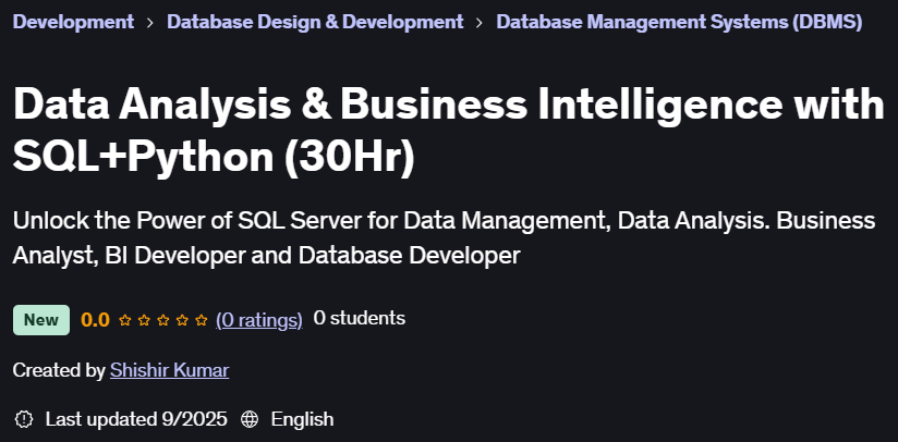 Pictures · Udemy — Data Analysis & Business Intelligence with SQL+Python (30Hr) 2025-8