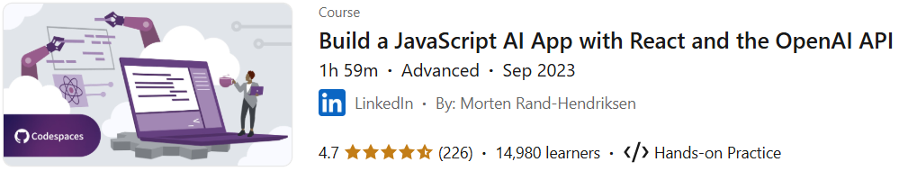 Pictures · LinkedIn — Build a JavaScript AI App with React and the OpenAI API 2023-9