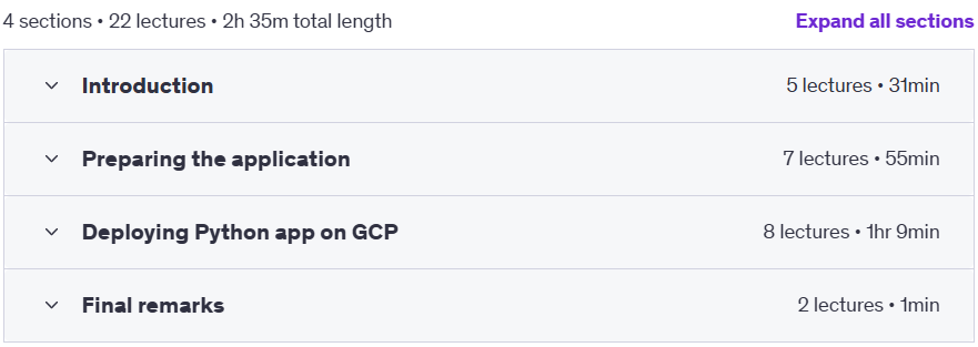 Course topics · Deploying Python Applications on Google Cloud Platform 2025-3