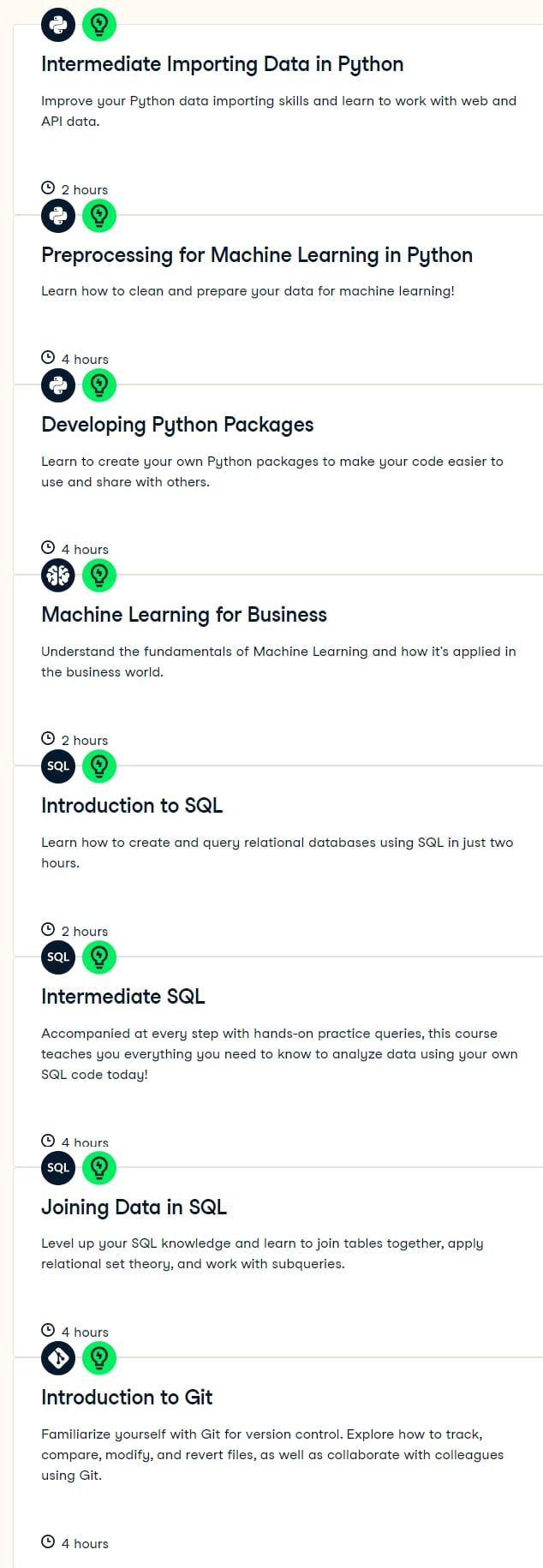 Course topics · Data Scientist in Python 2024-8