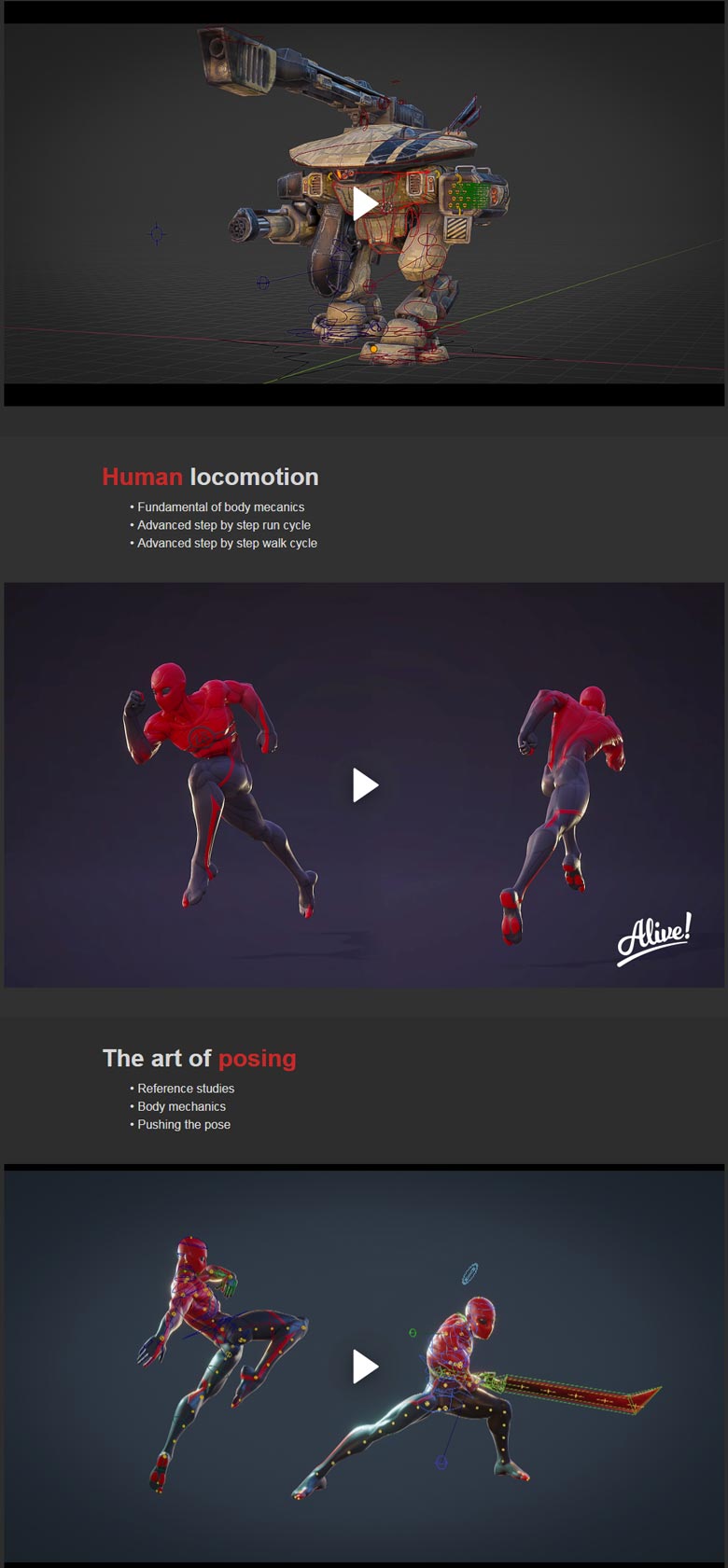 Course topics · P2design Academy — Alive! Animation course in Blender 2024-3