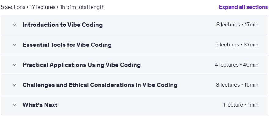 Course topics · Vibe Coding from Scratch: Learn to “Code” Using AI 2025-4