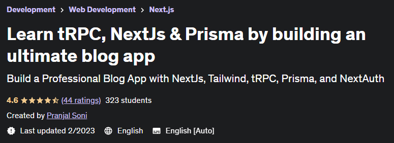 Pictures · Udemy — Learn tRPC, NextJs & Prisma by building an ultimate blog app 2023-2