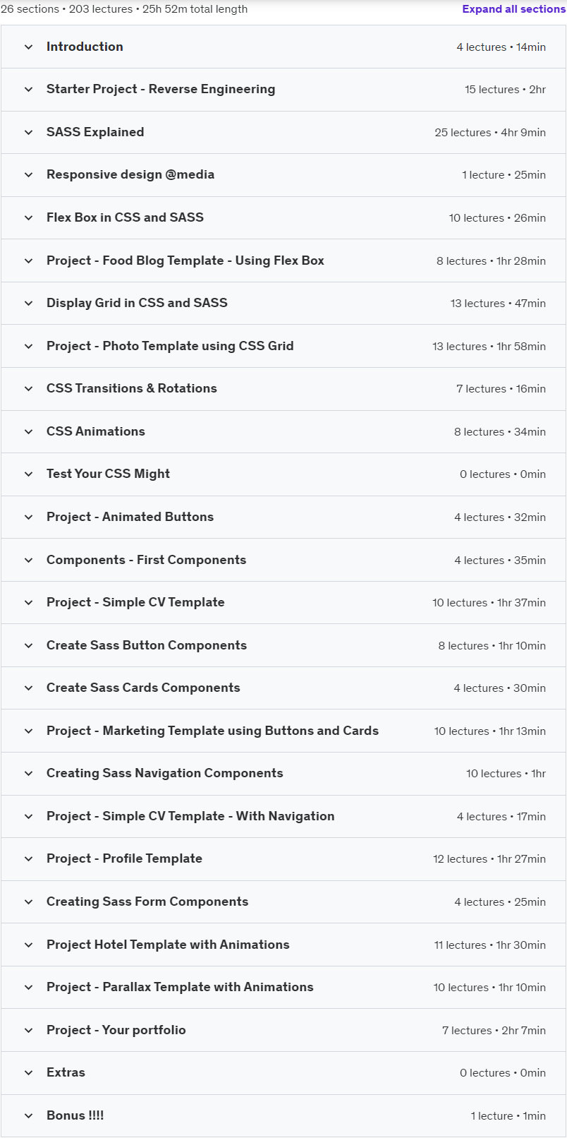 Course topics · Udemy — Advanced CSS & SASS: Framework, Flexbox, Grid, Animations 2021-11