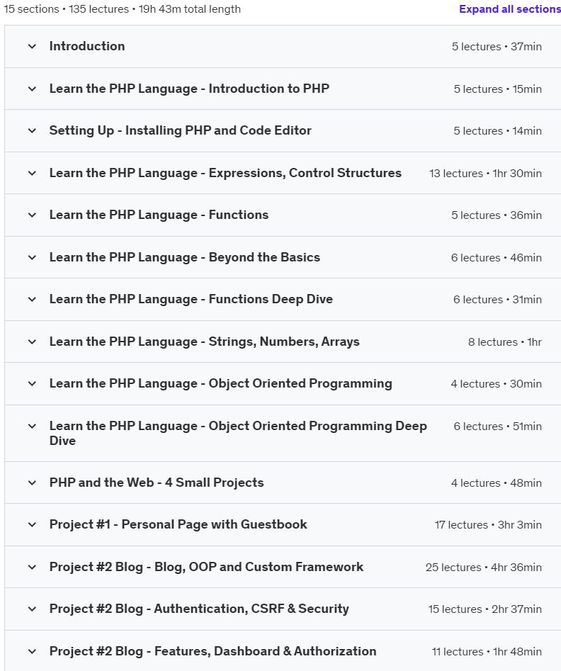 Course topics · Master PHP: From Beginner to Advanced 2024-9