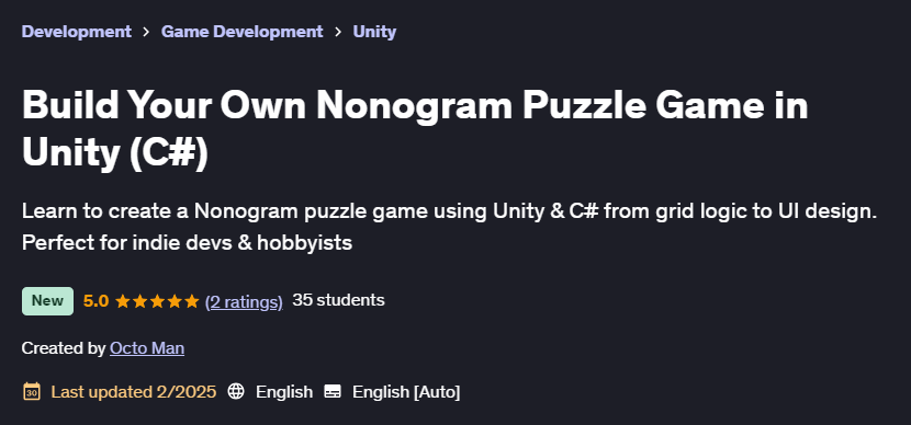 Pictures · Build Your Own Nonogram Puzzle Game in Unity (C#) 2025-2