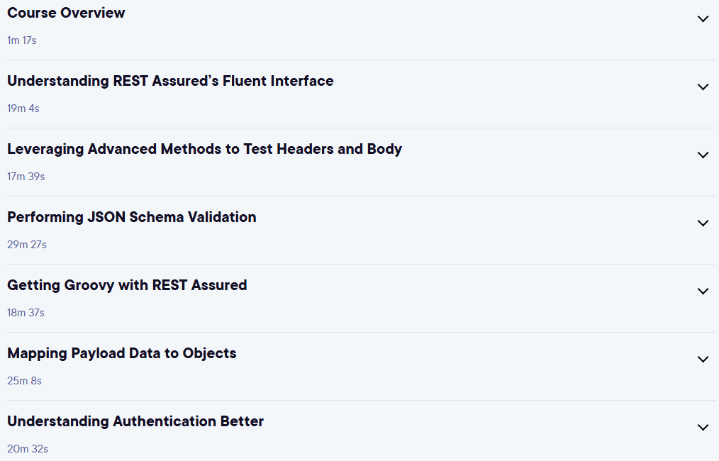 Course topics · Pluralsight — REST Assured Deep Dive 2023-8