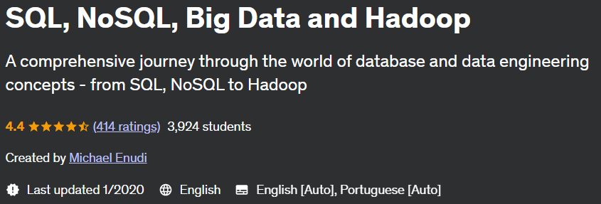 Pictures · Udemy — SQL, NoSQL, Big Data and Hadoop 2020-1