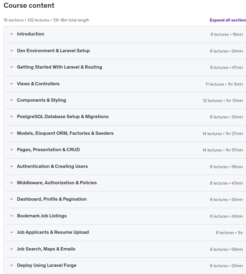 Course topics · Laravel From Scratch 2025-2