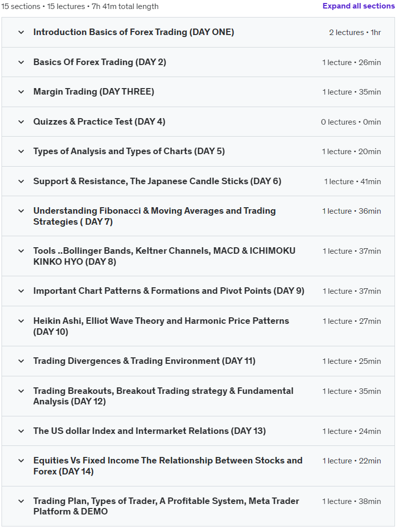 Course topics · Udemy — Forex Trading Course, Beginner to becoming a Pro Trader 2024-1