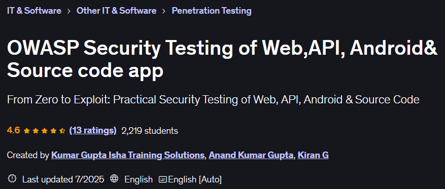Pictures · Udemy — OWASP Security Testing of Web,API, Android& Source code app 2025-7