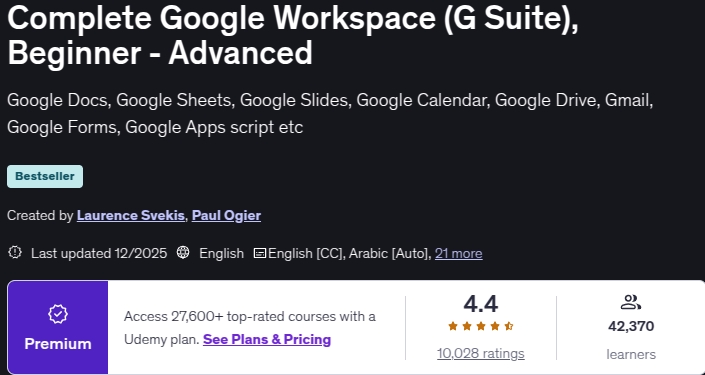 图片 · 完整的 Google 工作空间(G Suite),初学者 - 先进 2025-12