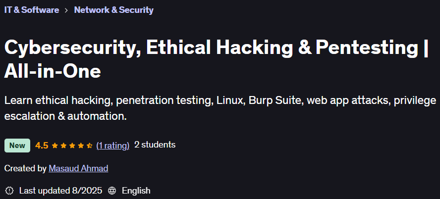 Pictures · Udemy — Cybersecurity, Ethical Hacking & Pentesting | All-in-One 2025-6