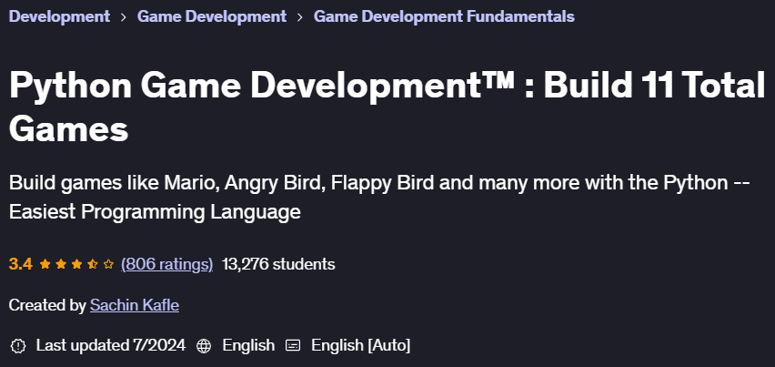 Pictures · Udemy — Python Game Development™ : Build 11 Total Games 2024-7