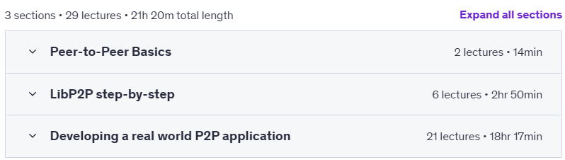 Course topics · Udemy — Developing P2P Applications with Rust 2025-5