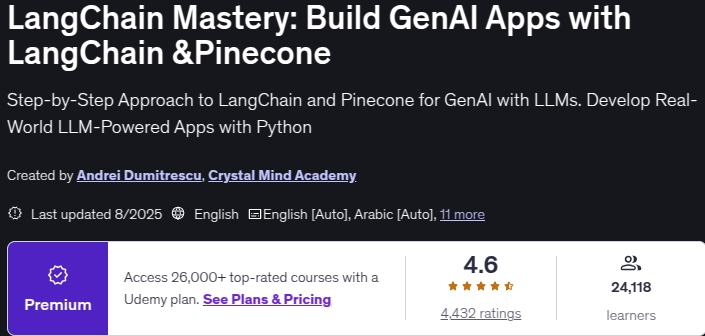 이미지 · LangChain 마스터 : LangCchain & Pinecone을 사용하여 GenAI 앱을 구축 2025-8