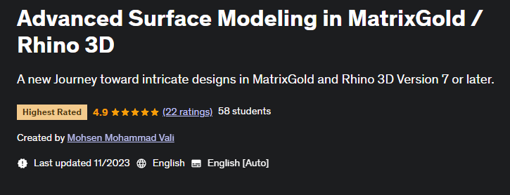 Pictures · Advanced Surface Modeling in MatrixGold / Rhino 3D 2023-11