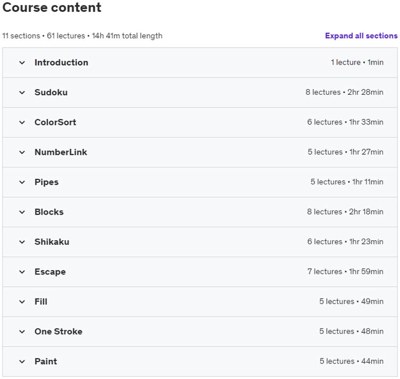 Course topics · Ultimate Unity Game Development Course: Puzzle Game Creation 2023-9