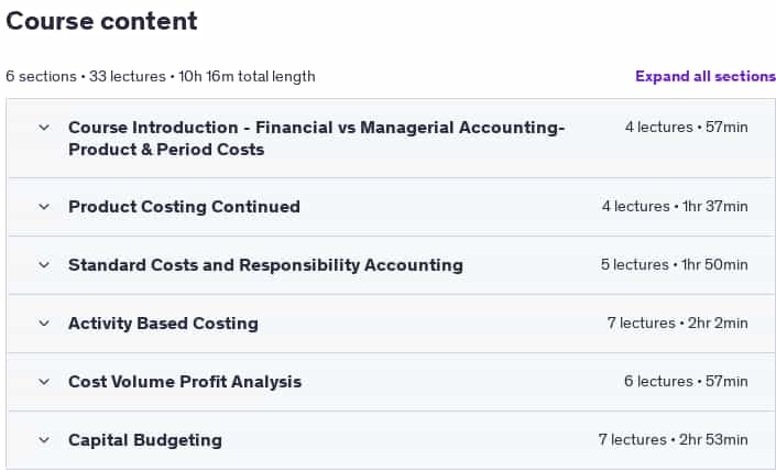 Course topics · Udemy — Managerial Accounting (Advanced): Course 4 of 5 2023-9