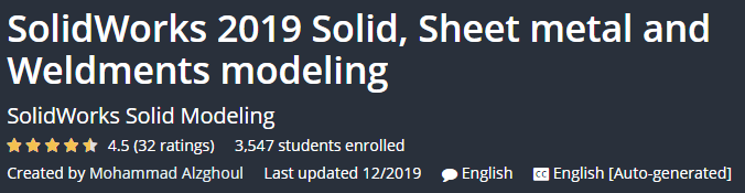 Pictures · Udemy — SolidWorks 2019 Solid، Sheet metal and Weldments modeling 2019-12