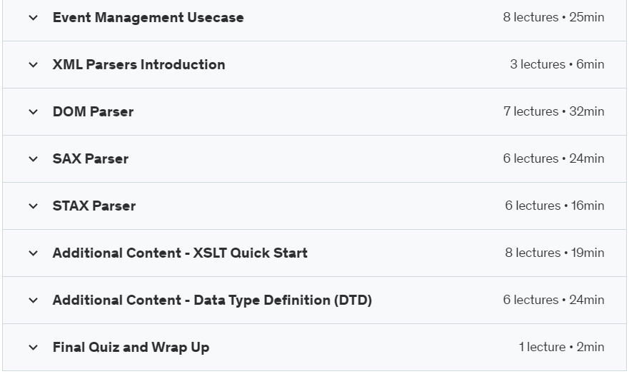 Course topics · Udemy — XML and XML Schema Definition in Easy Steps 2023-12