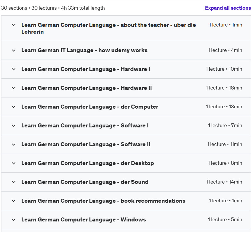 Course topics · Learn German IT Language – Computer, Internet & More! 2021-11